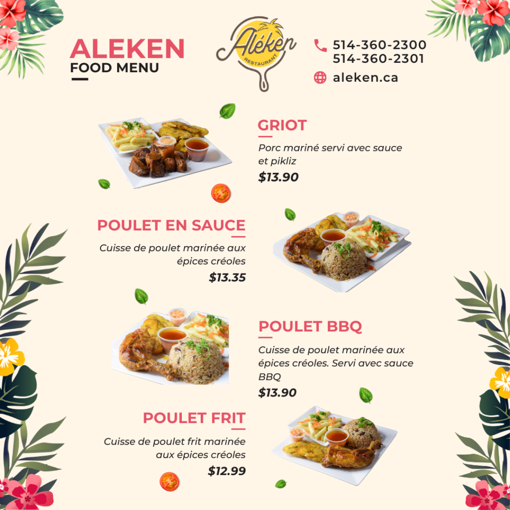 aleken's food menu
